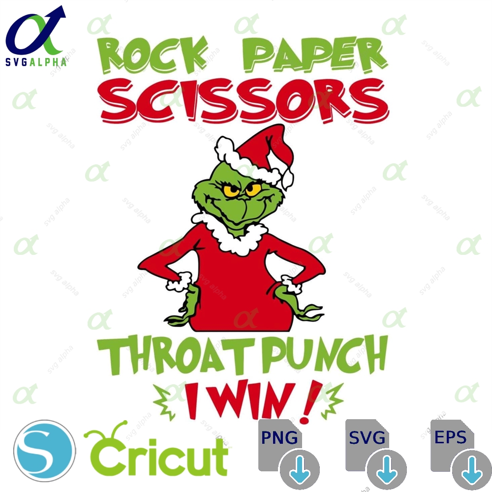 Rock Paper Scissors Throat I Win Grinch Christmas Shirtfunny Holiday Graphic Teesanta Grinch Xmas Sweather